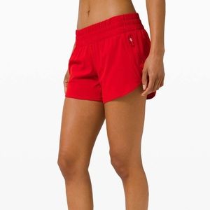 Lululemon Tracker Low-Rise Lined Short 4" in Dark Red